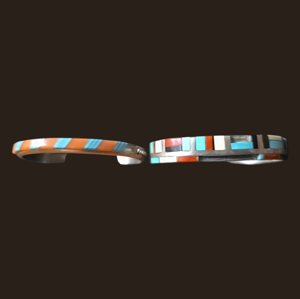 Navajo and Zuni Sterling Silver Inlay Bracelets Damaged Paul Begay/Tracy Zunie